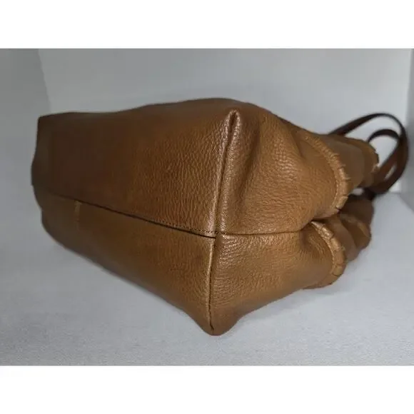 Vince Camuto Hobo Shoulder Bag Pebbled Leather Purse Tassels in Cognac Brown Lg - Picture 10 of 13